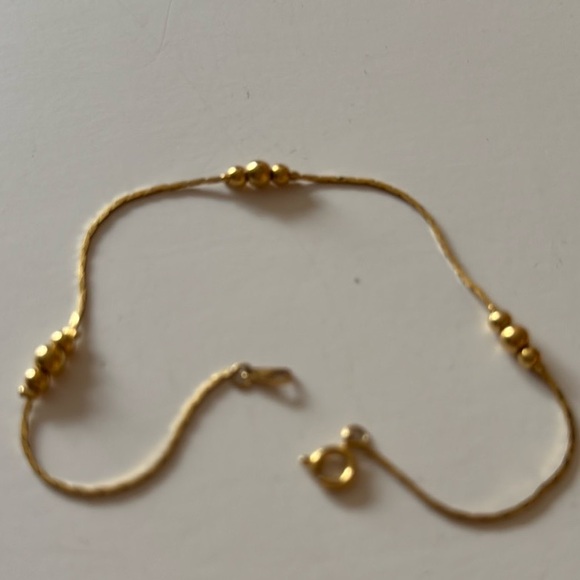 14k beaded ankle bracelet - Picture 2 of 5
